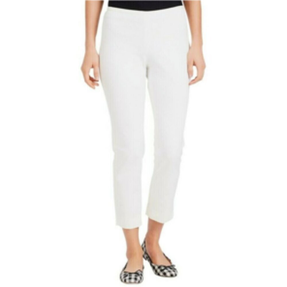 J. McLaughlin Cigarette Pants Cotton Stretch White Ankle Slim Resort Pant 6